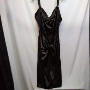 Stop staring black satin plus size dress